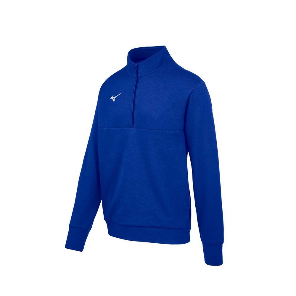 Mizuno MZ1 1/4 Cipzáros Fleece Férfi Pulóver Királykék IKD312790